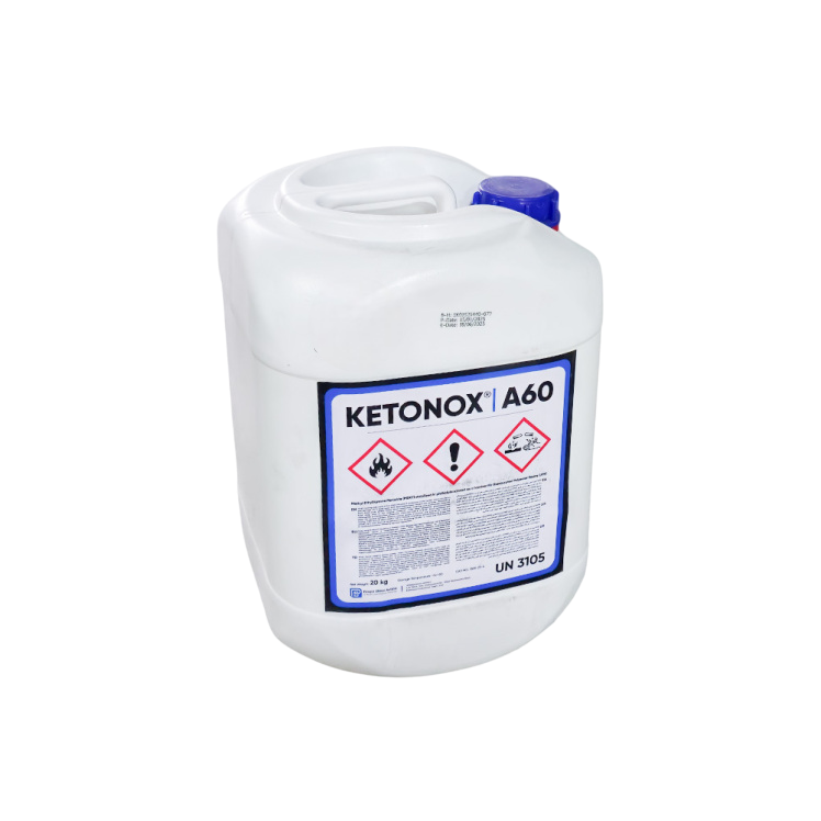 اسیدKETONOX-A60 کاتالیزور و فعال‌کننده در واکنش‌های رزین پلی استر افزایش سرعت پخت رزین